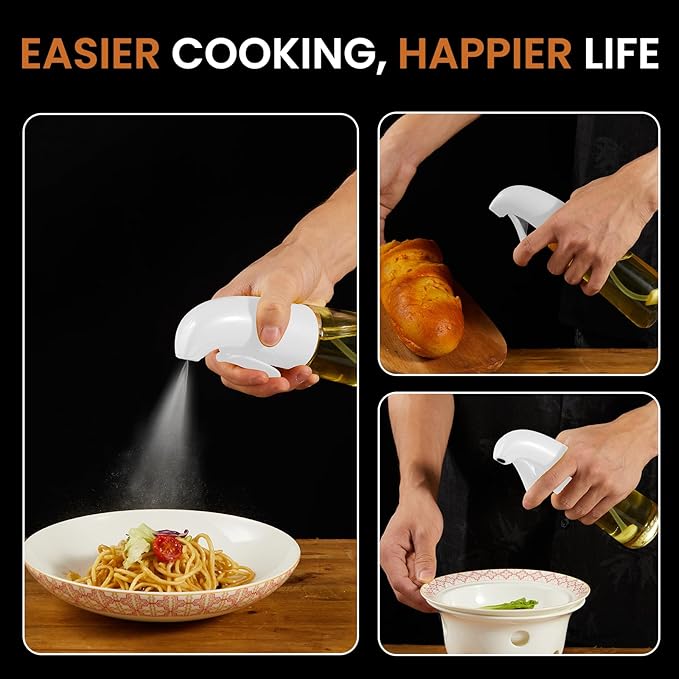 Oil Sprayer for Cooking, Olive Oil Sprayer Mister, Olive Oil Spray Bottle for Cooking, Salads, BBQs and More (White)