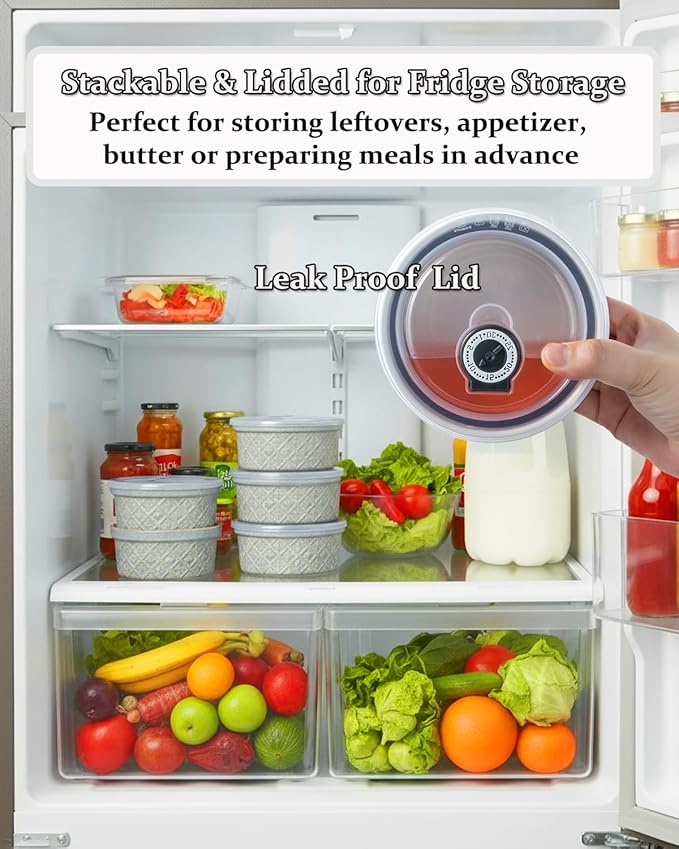 Ceramic Bowls with Lids set of 4, Soup Bowls, 28 oz Charcuterie Bowls Set for Kitchen, Food Storage Container Bowls Dishwasher & Microwave Safe for Salad, Pasta, Snack, Oatmeal, Fruit, Grey