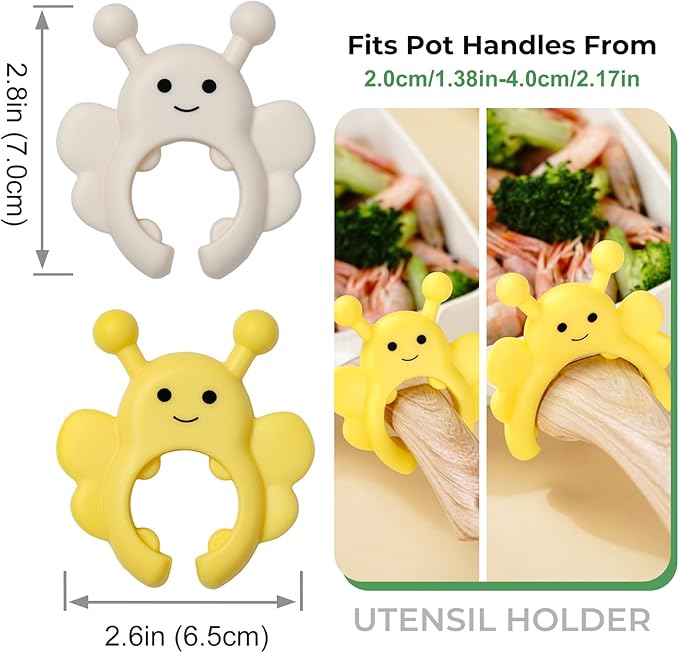 Bee Spoon Holder Cute Spoon Rest for Stove Top, Steam Releaser & Lid Lifter – Heat Resistant Silicone Cooking Gadget, Fun Kitchen Accessories, Unique Cooking Gift