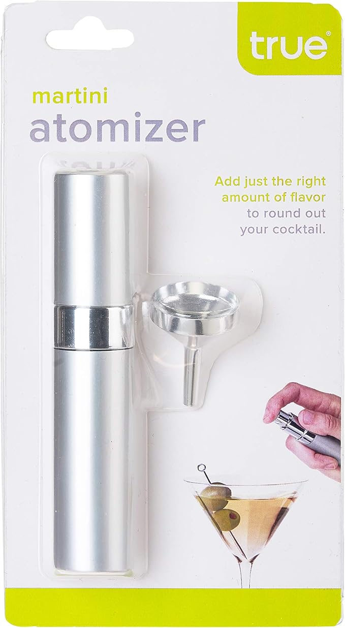 True Martini Atomizer Bar Mister – Spray Bottle for Gin & Vodka Martinis, Refillable Vermouth Spritzer for Bitters and Absinthe, Travel Perfume & Essential Oils Sprayer, Glass Canister with Funnel
