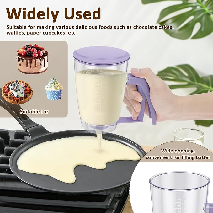 Pancake Batter Dispenser with Squeeze Handle 30.43 oz Batter Separator Baking Tools for Pancakes Cupcake Waffle Muffin Mix Cake