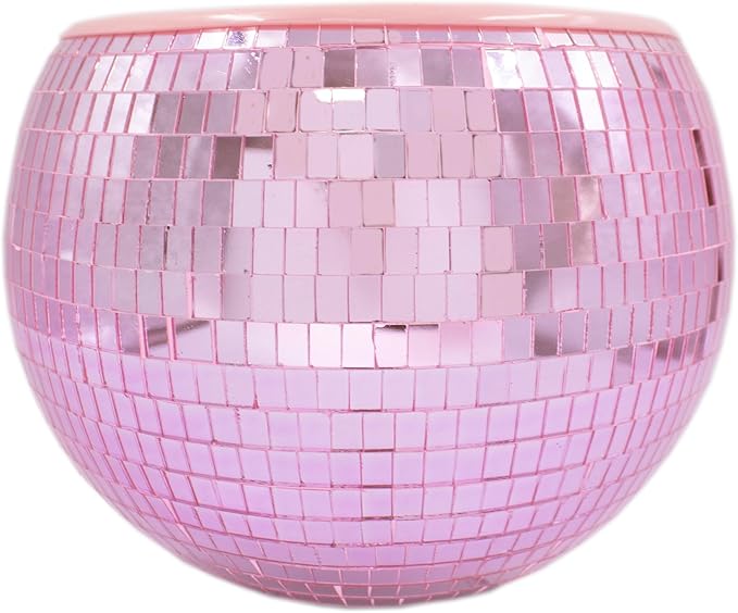 NPW Pink Disco Ball Ice Bucket – Mirrored Cocktail & Champagne Ice Bucket for Parties, Girls’ Night & Bachelorette