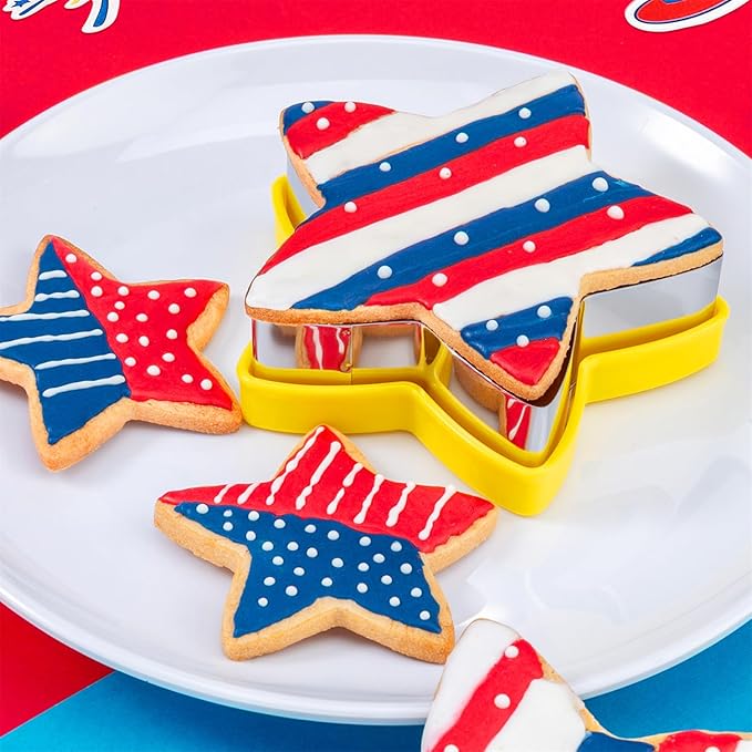 Nifogo Star Cookie Cutters 5 Pcs, Mini Small Large Sizes Stainless Steel Sandwich Cutter, Vegetable Fruit Cutters Shapes for Kids Boys Girls