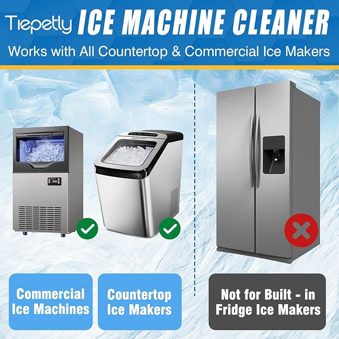 Tiepetly Ice Machine Cleaner Tablets, Countertop Ice Maker Cleaner, 36 Counts Descaler, Nickel Safe Commercial Portable Nugget Ice Makers, Remove Hard Water Buildup, Deep Cleaning
