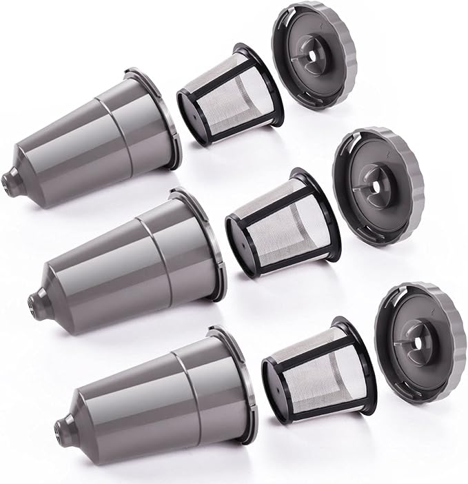 for Keurig My K-Cup Reusable Coffee Filter, Brew Coffee or Tea, Fits K10 K15 K40/45 K55 K60/65 K70/75/79 Series with Sustainable Coffee Accessories, Gray 3 Pack