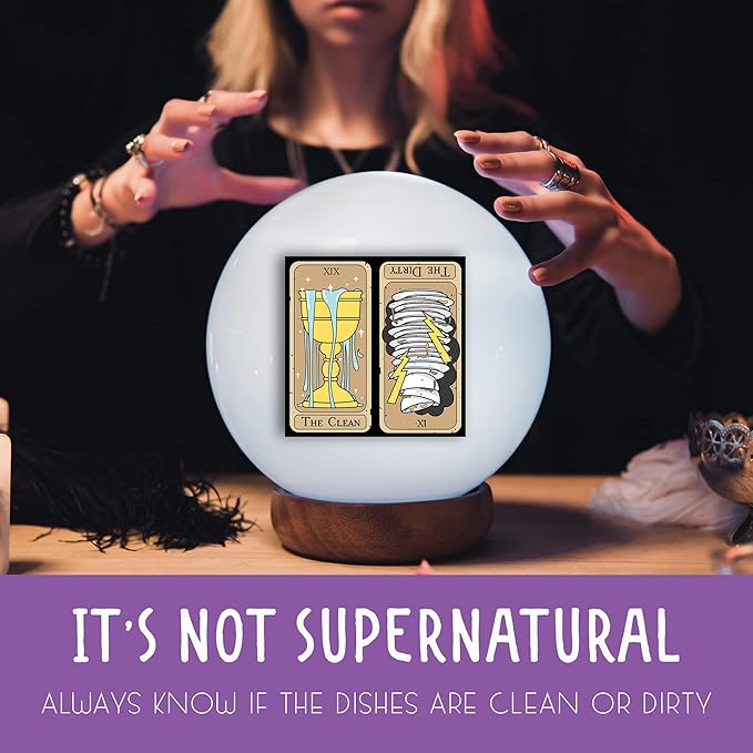 Tarot Cards Dishwasher Magnet Clean Dirty Sign – Witchy Aesthetic Kitchen Accessories, Gothic Home Decor, Dorm Room & Goth Apartment Essentials, Vintage Housewarming Witch Gifts for Women & Men
