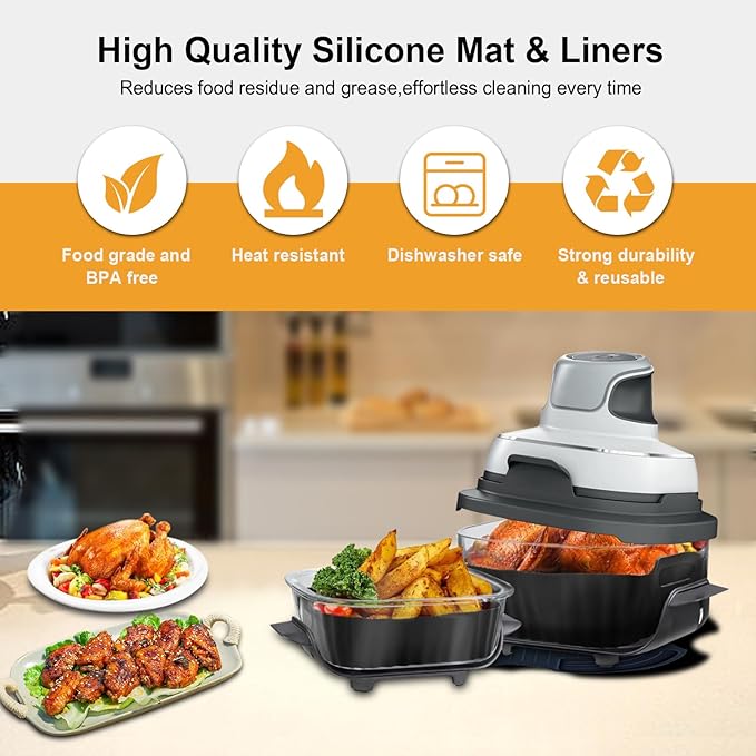 Silicone Heat Resistant Mat for Ninja Crispi,2Pc Silicone Air Fryer Liners for Ninja Crispi 4-QT&6-Cup Container Compatible with FN101GY/FN101SG/FN101ST,Reusable Air Fryer Accessories for Ninja Crispi