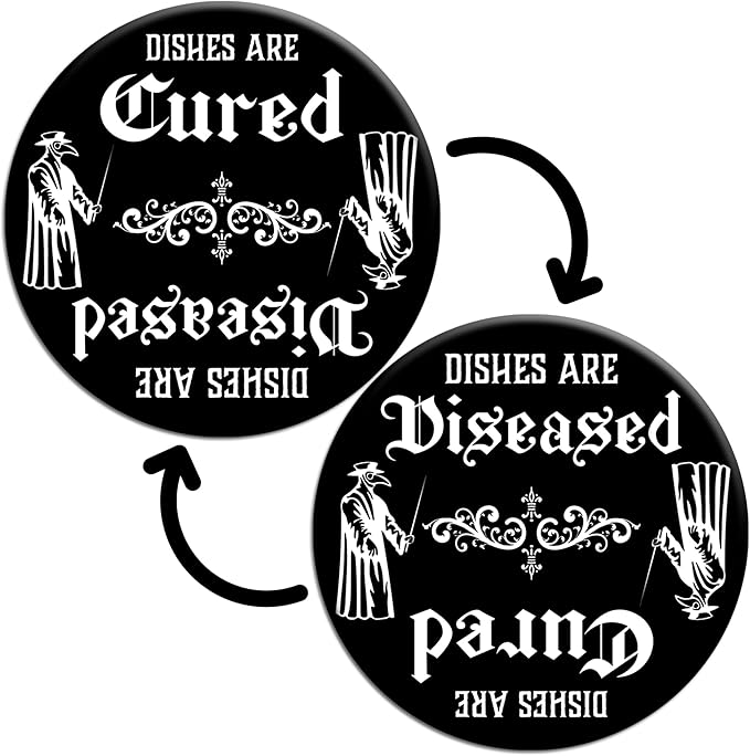 Gothic Plague Doctor Mask Dishwasher Magnet – Clean Dirty Sign for Witchy Kitchen Decor, Quirky Home & Office Accessory, Ideal Gift, Dark Academia Skeleton Ghost Theme, Spooky Apartment Essentials