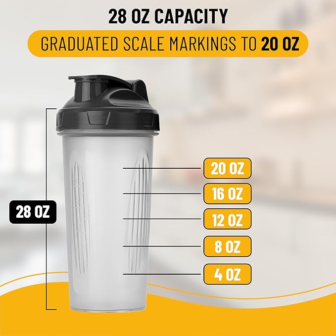 Mr. Pen- Shaker Bottles for Protein Mixes, 28 oz, Protein Shaker Bottle with Wire Whisk Ball