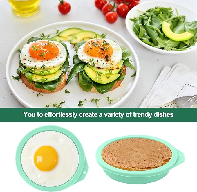 6 Pcs Air Fryer Egg Molds, Egg Silicone Bites Molds for Muffin Lids, Toast, Non-Stick Air Fryer Accessories(Green)