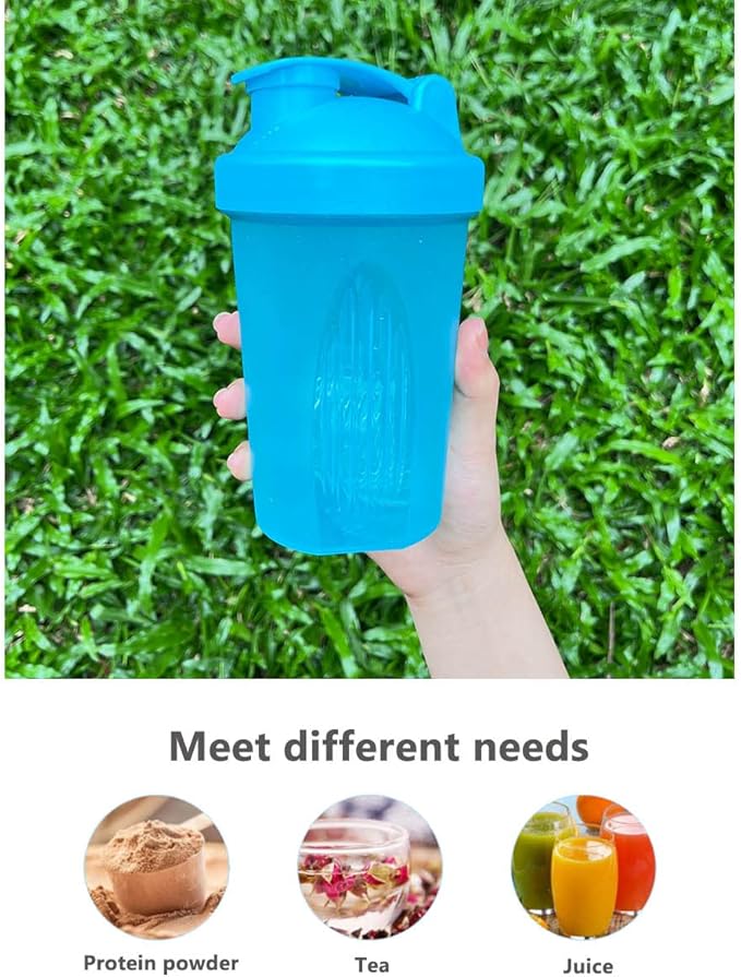 Shaker Bottle Protein Shakes and 16-Ounce/400ML Shaker-Bottle with Whisk Balls,Non-BPA plastic(Blue+Pink(2PCS))