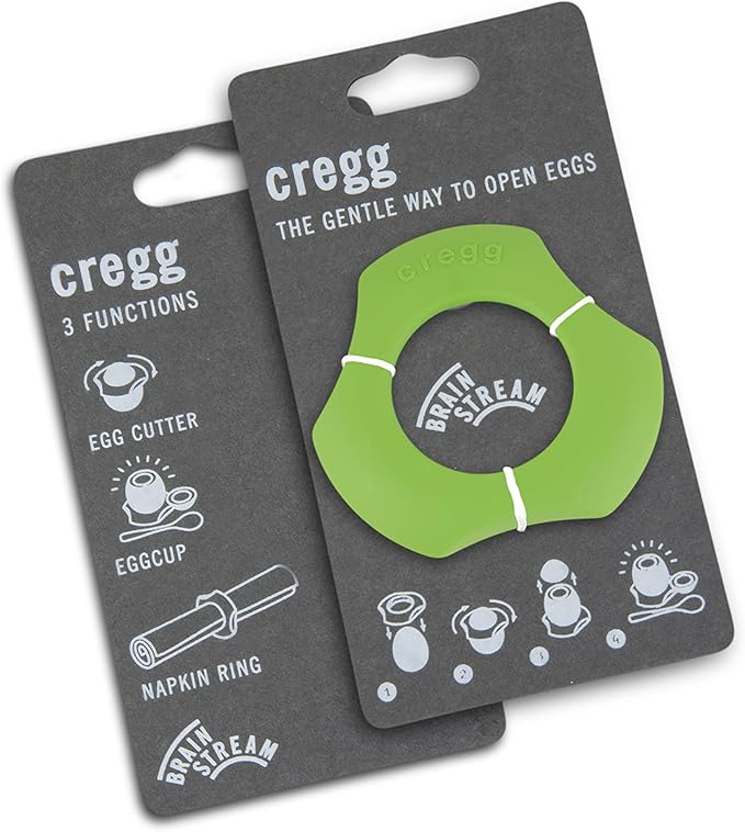 cregg 3-in-1 Egg Topper - Green – Egg Cracker, Cup & Serving Ring – Made in Germany – For Soft & Hard Boiled Eggs – Egg Shell Opener – Kitchen Gadget & Gift for Breakfast Lovers