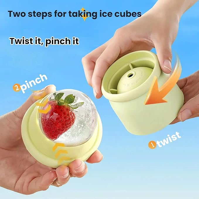 4 large ice cube molds，suitable for whiskey、coffee、lemonade、cocktail;Separate round ice cube mold;ice ball maker mold with lid;made of silicone, easy to fill and remove