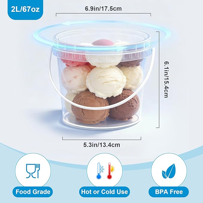 ASEVAT 10 Pack Screw Top Food Storage Containers with Lids, 67oz(2000ml Clear Plastic Jars for Kitchen Pantry Organization – Dry Food Canisters for Flour, Sugar, Rice & Slime – BPA Free & Stackable