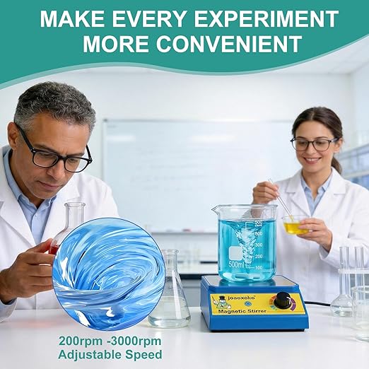 Magnetic Stirrer with 4 Stir Bars, Stir Plate with Stir Bar Retriever,3000ml Max Capacity No Heating 100-3000RPM, Portable Mixer for Yeast Starter/Chemistry/School (6)