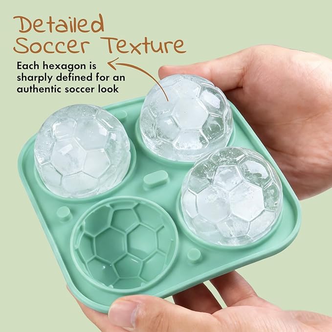 2 Pack Soccer Ice Cube Molds - Large 2.3" Silicone Soccer Ball Ice Mold for Game Day Parties (Mist Green/Lake Blue)