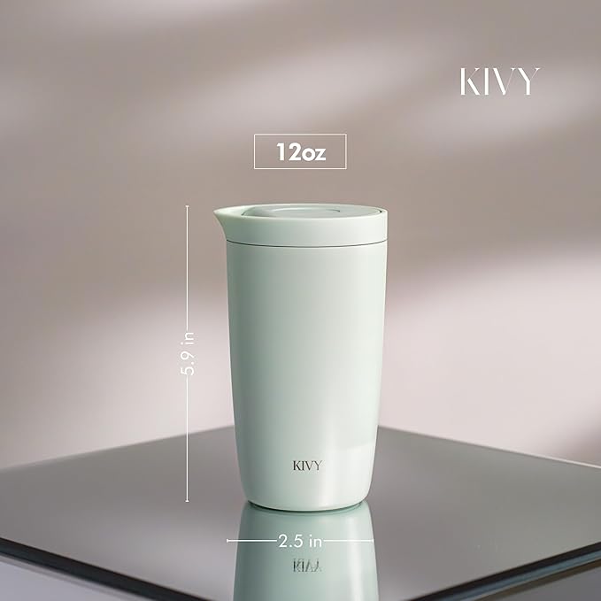 KIVY Travel Coffee Mug Tumbler [24h Cold | 6h Hot] Insulated Coffee Tumbler Stainless Steel - Leak Proof Coffee Travel Mug - 12oz Insulated cup to go for hot & cold drinks - Cups for Women & Men