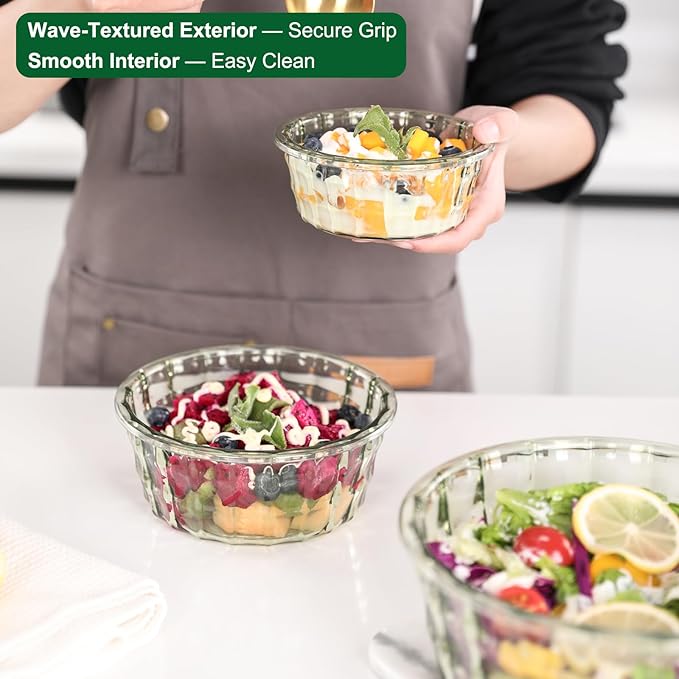 Taiuloo 3-Piece Salad Bowls with Lids, BPA Free Plastic Meal Prep Containers To Go for Lunch, Kitchen Food Storage & Serving Bowls for Salad, Snack, Fruit, Veggie, Blue