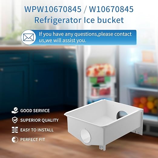 Upgraded W10670845 WPW10670845 ice Maker Replacement Compatible with Whirl-Pool Ken-More AMA-na Refrigerator Parts PS11757044 Fits for AP6023698 Whirlpool Ice Bucket Replacement