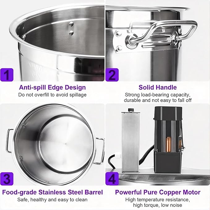 Electric Stirrer,Automatic Pot Stirrer Mixer,Automatic Mixer Machine,with 4-Blade Scraper for Soup,Chili, Sauce, Beverage,Jam and Porridge 20L