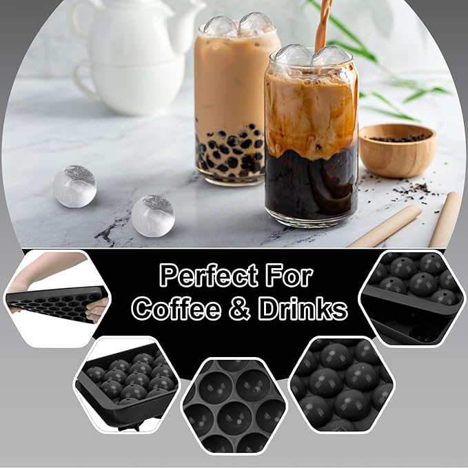 Round Ice Cube Mold,33 PCS x 1 inch Cocktails Ice Cubes,Circle Ice Cube Tray with Lid,Small Ice Ball Maker Mold Sphere Ice Mold,Round Ice Cube Trays for Drinks,Coffee