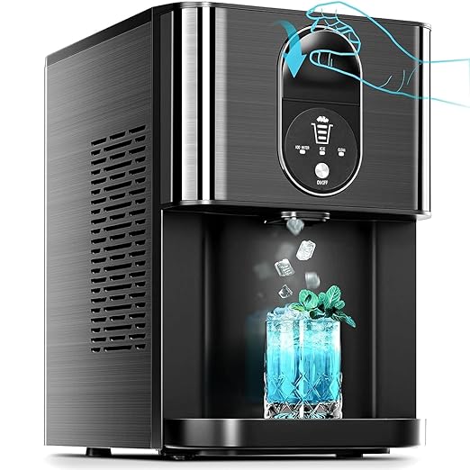 Kismile Countertop Nugget Ice Maker, 44lbs/24H Soft Chewable Pebble Ice Machine with Self-Cleaning and One-Click Operation, Compact Pellet Ice Maker for Home & Kitchen (Black)