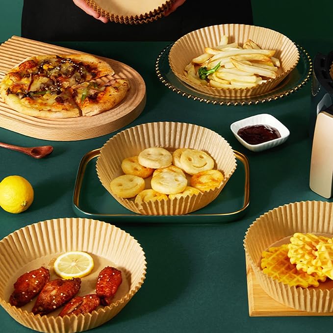 Air Fryer Disposable Paper Liner, 100PCS 7.9 Inch Air Fryer Liners Round, Parchment Paper Non-stick Oil-proof Water-proof