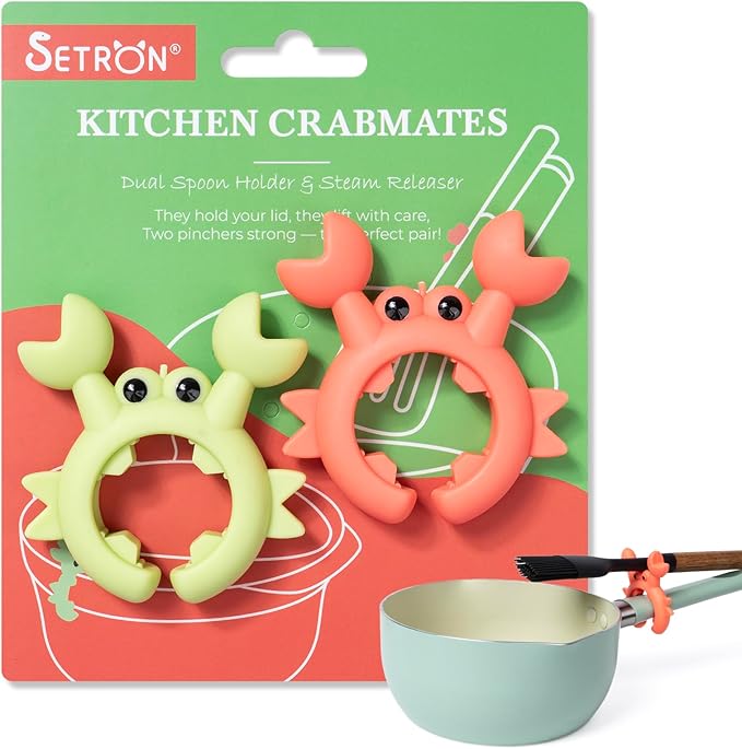 Crab Spoon Holder Funny Spoon Rest for Stove Top, Steam Releaser- Cooking Gadgets, Cooking Gifts, Cool Kitchen Gadgets, Cool Gifts, Cute Kitchen Accessories
