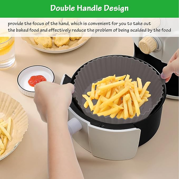 2 Pack Air Fryer Silicone Pot, Windspeed 6.3 Inch Air Fryer Reusable Liners Round Air Fryer Reusable Bowl Replacement of Parchment Paper Liners, Use for Baking Roasting Microwave Frying