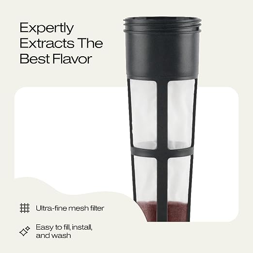 Takeya Tritan Cold Brew Coffee Maker - Airtight Pitcher with Leak-Free Lid - BPA-Free Cold Brew Maker with Silicone Handle - Dishwasher-Safe Pitcher for Homemade Cold Brew - 2 Quart, Black