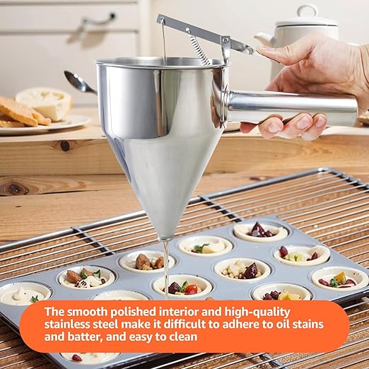 40oz Pancake Batter Dispenser, Large Capacity Cupcake Dispenser with Stand, Cupcake Dispenser Funnel Funnel Cake Dispenser for Pancakes, Cupcakes or Any Baked Goods