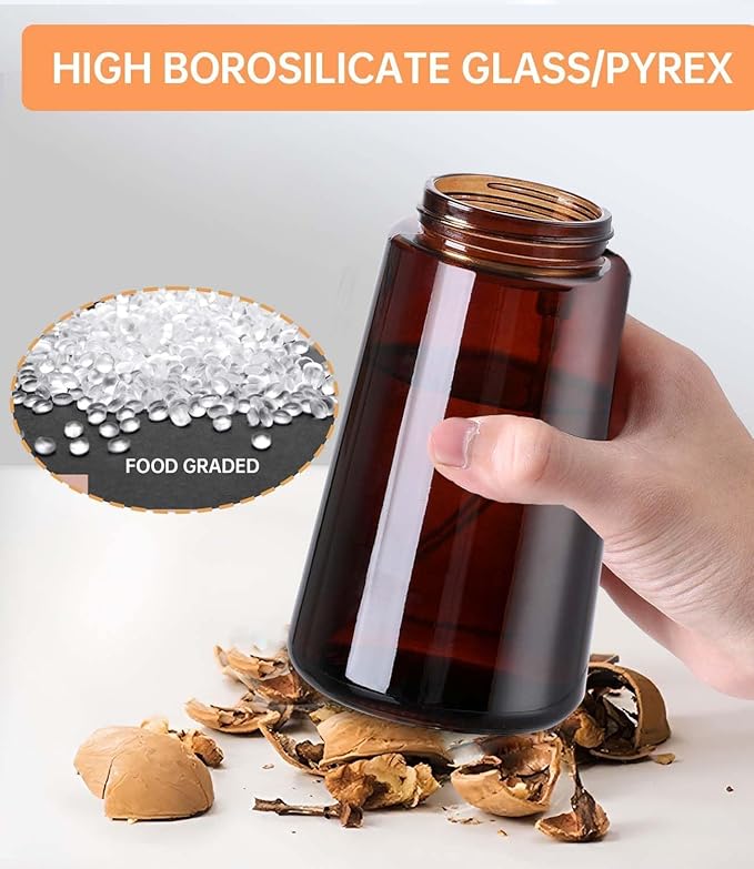 16oz/470ml Olive Oil Sprayer for Cooking, 2 in 1 Oil Dispenser Bottle Spray and Pour with Stickers, Premium Dark Brown Glass Oil Bottle for Air Fryer and Salad