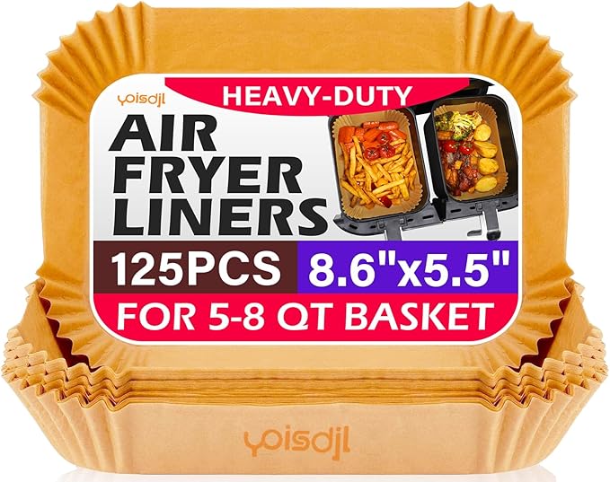 Air Fryer Liners Disposable, Ninja Air Fryer Liners, 125pcs Rectangle 8.6x5.5 In Parchment Paper For Ninja Dz201 Dz401, Airfryer Liners Non-Stick And Oil Proof Food Grade Ninja Air Fryer Accessories