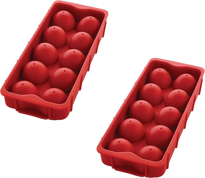 HIC Kitchen Cannonball Silicone Ice Cube Tray, Non-Stick, Set of 2 for 20 Large Ice Balls