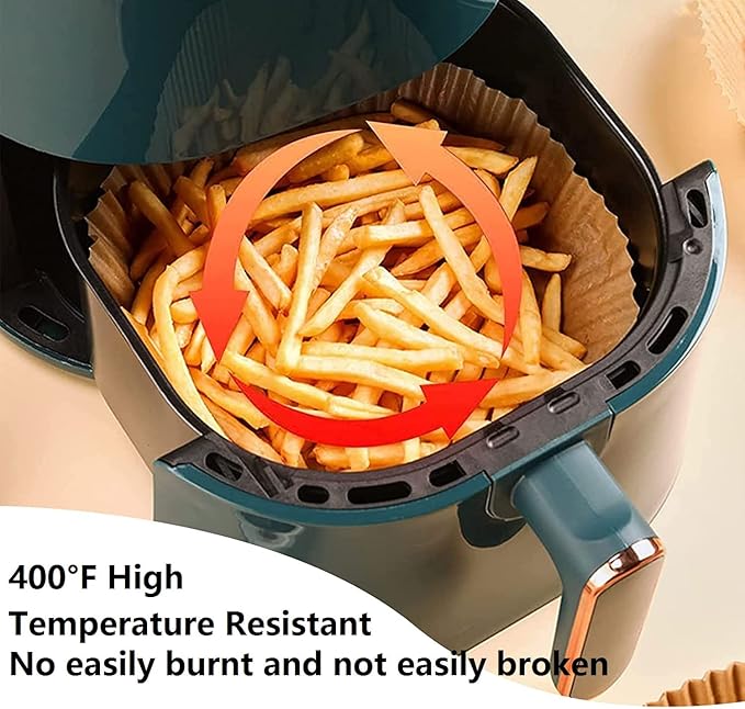 Air Fryer Paper Liners, 100PCS Non-stick Disposable Liners, Baking Paper for Air Fryer Oil-proof, Water-proof, Food Grade Parchment for Baking Roasting Microwave (100Pcs-6.3 inch)