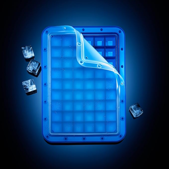 Lurch 240750 Ice Former Arctic Cube 2 cm Ice Cube Tray for 54 Ice Cubes with Transparent Lid Blue