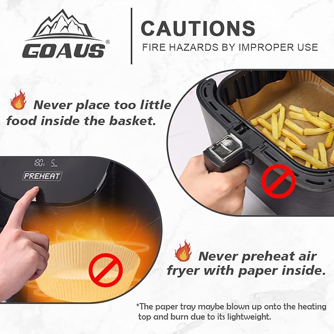 GOAUS Air Fryer 150 Pcs Rectangular Paper Liners Disposable for Dual Air Fryer 2 Baskets 8 to 10 Qt, 8.6x5.5 inches Parchment Paper Rectangle, Fit Ninja DZ201 DZ401 SL401
