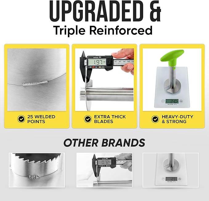 Zulay Kitchen Stainless Steel Pineapple Corer & Slicer – Heavy Duty Pineapple Cutter & Eye Removal Tool – Effortless Core Remover Tool with Sharp Reinforced Blade & Ergonomic Handle - Lime Green