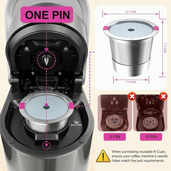 Reusable K Cups Coffee Pods for K eurig, Universal Stainless Steel Reusable K Cup Coffee Filters Compatible with K eurig 1.0 Coffee Machines,Eco-Friendly, BPA-Free (4 Pack)