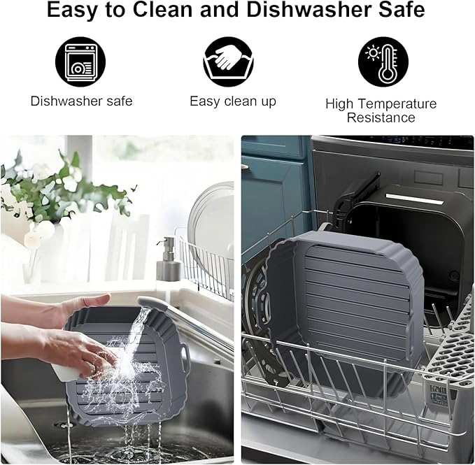 Square Silicone Air Fryer Liners 2 Pack, Compatible with Ninja AF141 181, 8.5 Inch Air Fryer Liners for COSORI 5-6.5 QT, Reusable Silicone Basket, Air Fryer Accessories