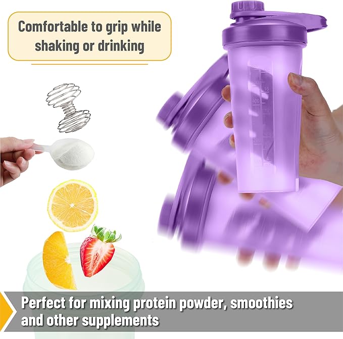 Mr. Pen- Shaker Bottles for Protein Mixes with Twist Cap, 28 oz, Purple Protein Shaker Bottle with Wire Whisk Ball, Mixer Bottle