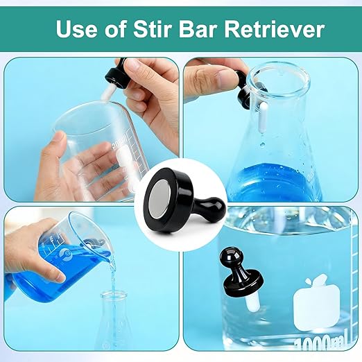 Magnetic Stirrer with 4 Stir Bars, Stir Plate with Stir Bar Retriever,3000ml Max Capacity No Heating 100-3000RPM, Portable Mixer for Yeast Starter/Chemistry/School (6)