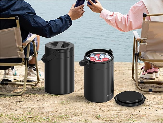 4.8L Insulated Ice Bucket, 5Quart Double Wall Vacuum Stainless Steel Keeps Frozen Longer, insulated Wine Cooler used for Parties, Cocktail bar, Wine, Champagne,travel and fishing