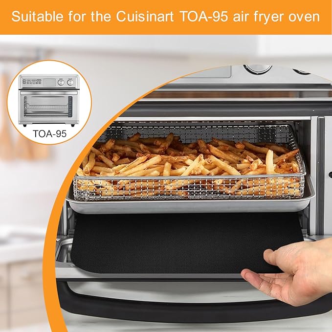 Oven Liners for Bottom of Oven, 11.4"x14.2" Reusable Non-Stick Heat Resistant Toaster Liners Toaster Mat for for Cuisinart TOA-95 Air Fryer Toaster Oven, 4 Pack