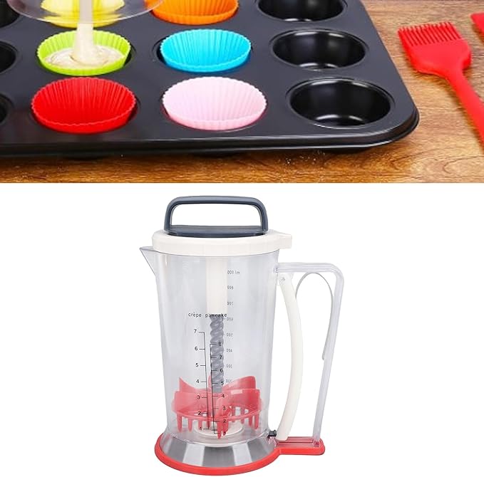 Pancake Batter Dispenser, Cupcake Batter separator with Measuring Scale Pancake Maker Baking Supplies for Muffins Crepes