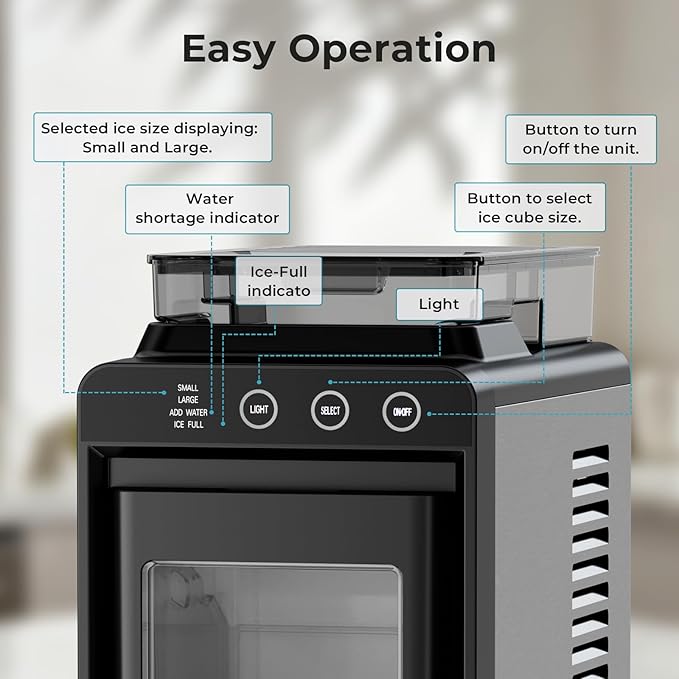 Antarctic Star Countertop Ice Maker, 26lbs/24H Ice Machine, Self-Cleaning Portable Ice Maker with 1.1lb Storage, 8 Bullet Ice in 6 Mins, Compact Ice Maker for Home/Office/Outdoor, Black