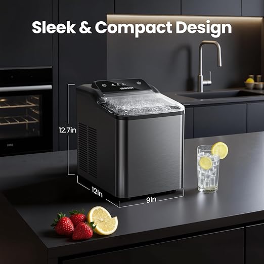 VIBOFROST Nugget Ice Maker Countertop, Fast 35lbs/24H Sonic Pebble Ice Machine, Self-Cleaning Anti-Scale System, Stainless Steel Portable Ice Maker for Home, Kitchen, RV, 10 Cleaning Packets