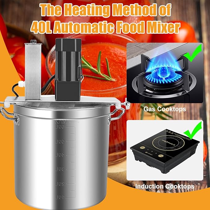 Automatic Food Mixer - 60L Commercial Food Mixer,4 Blade Stirring Scraper,for Making Jam, Sauce, Filling, Hot Pot Seasoning Bottom Soup Sauce Stirre Frying Machine,Adjustable Stirring Speed
