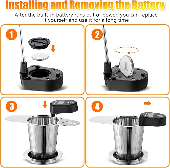 IPOW Stainless Steel Tea Infuser, Metal Loose Leaf Tea Steeper, Reusable Tea Strainer for Loose Tea, Upgrade Digital Thermometer Display, Specially Suit for Older Use, Tea Brewing No Longer By Feeling
