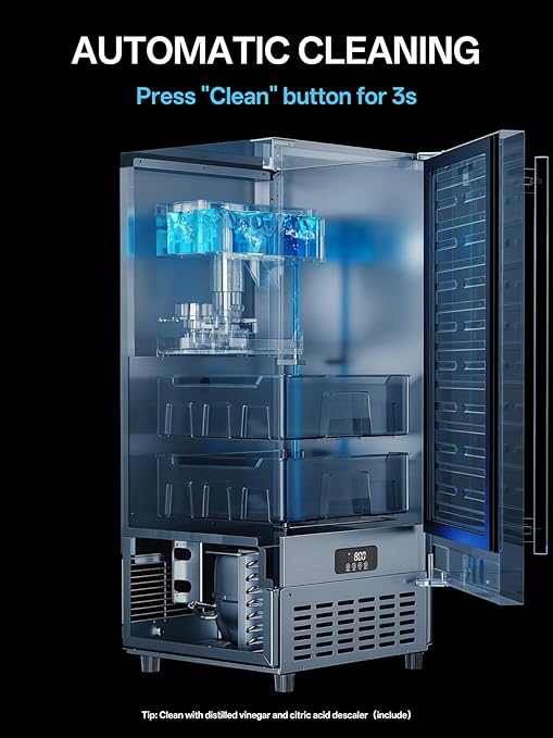 Coolski Nugget Ice Maker Machine Commercial, Ready in 6 Minutes, Under Counter Outdoor Ice Machine for Home Party RV, Self-Cleaning & Timer, 130Lbs/Day